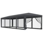 Outdoor Gazebo Event Party Wedding Garden Camping Tent Mesh Anthracite 3x12m