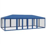 Outdoor Gazebo Event Party Wedding Garden Camping Tent Mesh Sidewalls Blue 8x4m HDPE