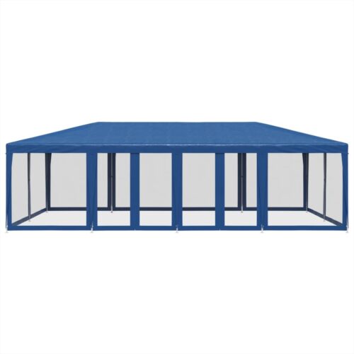 Outdoor Gazebo Event Party Wedding Garden Camping Tent Mesh Sidewalls Blue 8x4m HDPE - Image 3