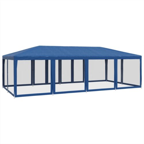 Outdoor Gazebo Event Party Wedding Garden Camping Tent Mesh Sidewalls Blue 8x4m HDPE - Image 5