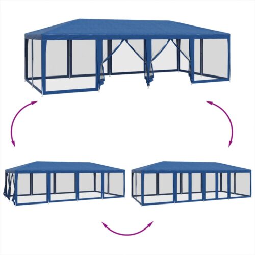 Outdoor Gazebo Event Party Wedding Garden Camping Tent Mesh Sidewalls Blue 8x4m HDPE - Image 6