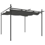 Pergola with Retractable Roof Outdoor Garden BBQ Gazebo Canopy Shade Anthracite 295x292x230cm