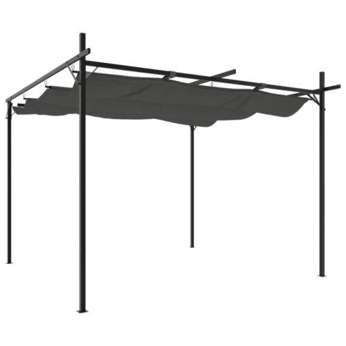 Pergola with Retractable Roof Outdoor Garden BBQ Gazebo Canopy Shade Anthracite 295x292x230cm