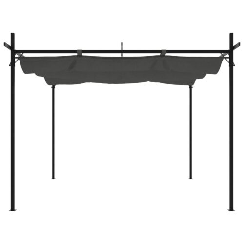 Pergola with Retractable Roof Outdoor Garden BBQ Gazebo Canopy Shade Anthracite 295x292x230cm - Image 3
