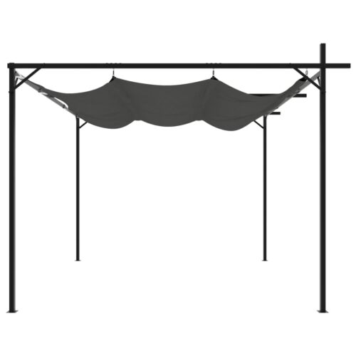Pergola with Retractable Roof Outdoor Garden BBQ Gazebo Canopy Shade Anthracite 295x292x230cm - Image 4