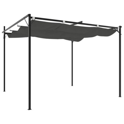 Pergola with Retractable Roof Outdoor Garden BBQ Gazebo Canopy Shade Anthracite 295x292x230cm - Image 5