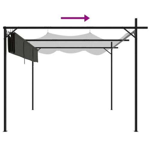 Pergola with Retractable Roof Outdoor Garden BBQ Gazebo Canopy Shade Anthracite 295x292x230cm - Image 6