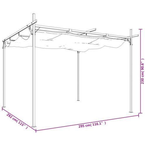 Pergola with Retractable Roof Outdoor Garden BBQ Gazebo Canopy Shade Anthracite 295x292x230cm - Image 8