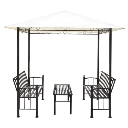 Outdoor Pavilion Canopy with Bench Chairs Table Garden Pergola Furniture Set 2.5x1.5x2.4 m - Image 3