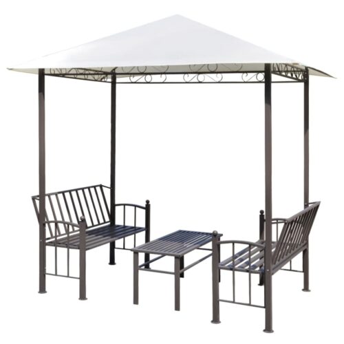 Outdoor Pavilion Canopy with Bench Chairs Table Garden Pergola Furniture Set 2.5x1.5x2.4 m - Image 7