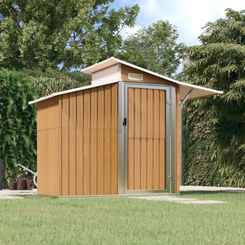 Garden Shed Brown 270x130x208.5cm Galvanised Steel - Image 2