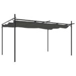 Pergola with Retractable Roof Outdoor Garden BBQ Gazebo Canopy Shade Anthracite 395x292x230cm