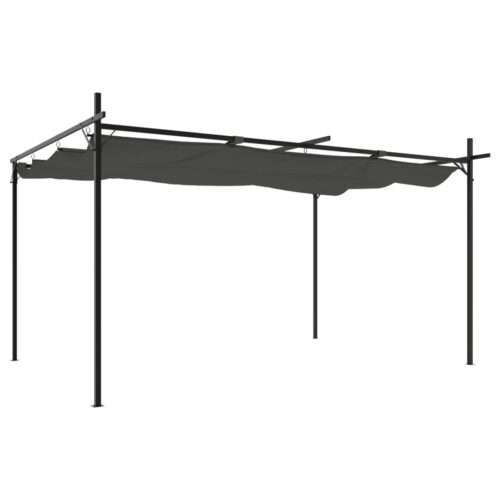 Pergola with Retractable Roof Outdoor Garden BBQ Gazebo Canopy Shade Anthracite 395x292x230cm