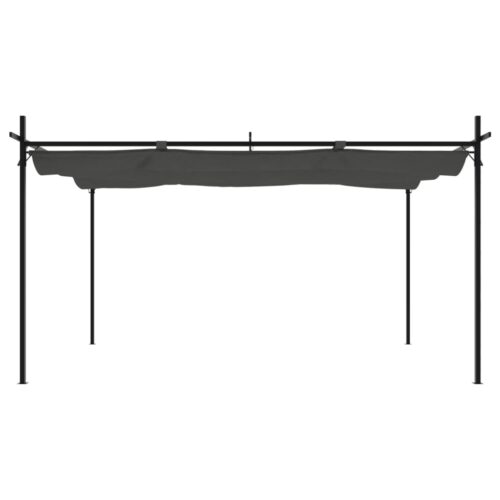 Pergola with Retractable Roof Outdoor Garden BBQ Gazebo Canopy Shade Anthracite 395x292x230cm - Image 3