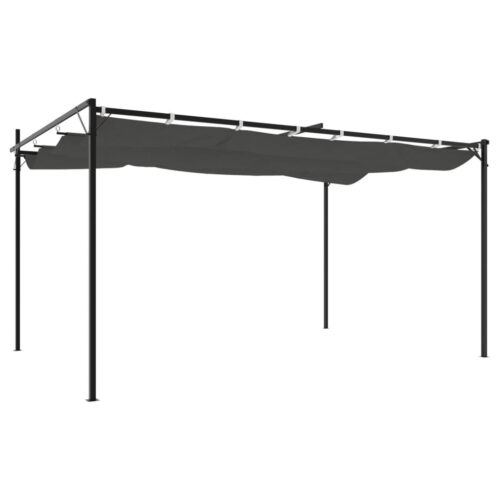 Pergola with Retractable Roof Outdoor Garden BBQ Gazebo Canopy Shade Anthracite 395x292x230cm - Image 5