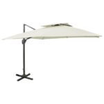 Garden Umbrella Outdoor Patio Beach Cantilever Parasol with Double Top 300x300cm Sand