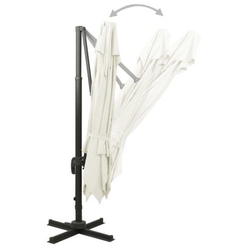 Garden Umbrella Outdoor Patio Beach Cantilever Parasol with Double Top 300x300cm Sand - Image 4
