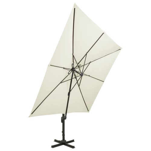 Garden Umbrella Outdoor Patio Beach Cantilever Parasol with Double Top 300x300cm Sand - Image 10