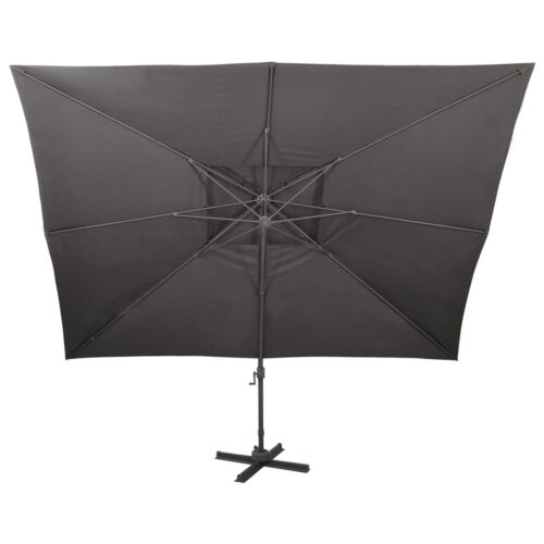 Garden Umbrella Outdoor Patio Beach Cantilever Parasol with Double Top Anthracite 400x300cm - Image 3