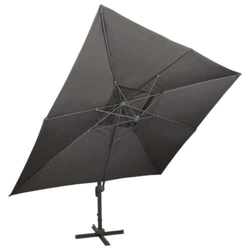 Garden Umbrella Outdoor Patio Beach Cantilever Parasol with Double Top Anthracite 400x300cm - Image 10