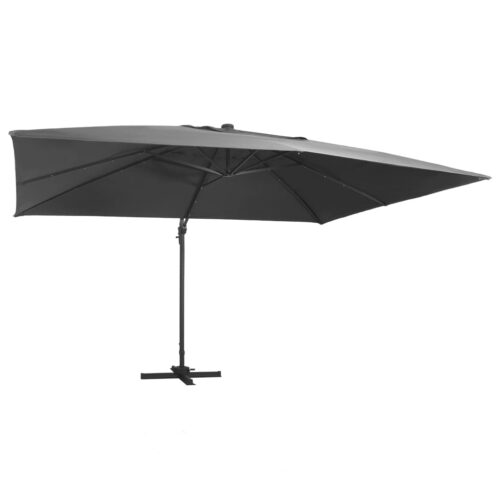 Garden Umbrella Outdoor Patio Beach Cantilever Parasol with LED Lights Aluminium Pole 400x300cm Anthracite - Image 2