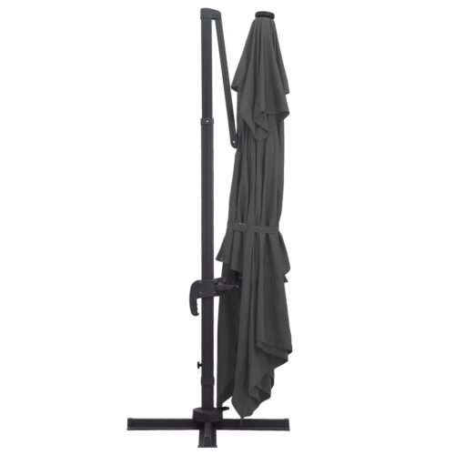 Garden Umbrella Outdoor Patio Beach Cantilever Parasol with LED Lights Aluminium Pole 400x300cm Anthracite - Image 5