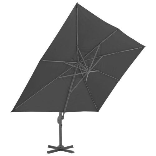 Garden Umbrella Outdoor Patio Beach Cantilever Parasol with Aluminium Pole 400x300cm Anthracite - Image 3