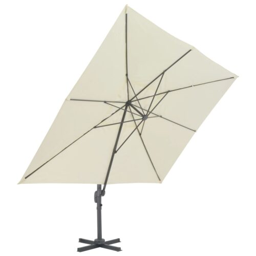 Garden Umbrella Outdoor Patio Beach Cantilever Parasol with Aluminium Pole 400x300cm Sand - Image 3