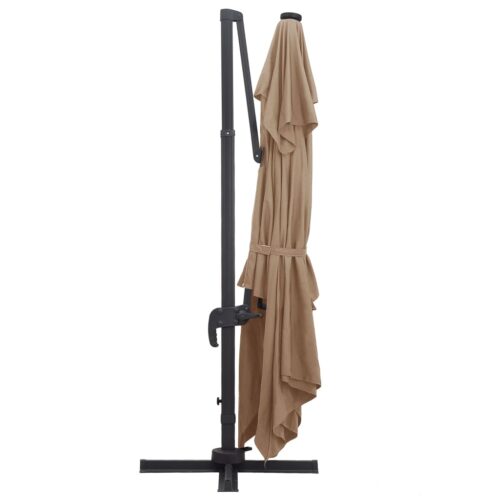 Garden Umbrella Outdoor Patio Beach Cantilever Parasol with LED Lights Aluminium Pole 400x300cm Taupe - Image 5