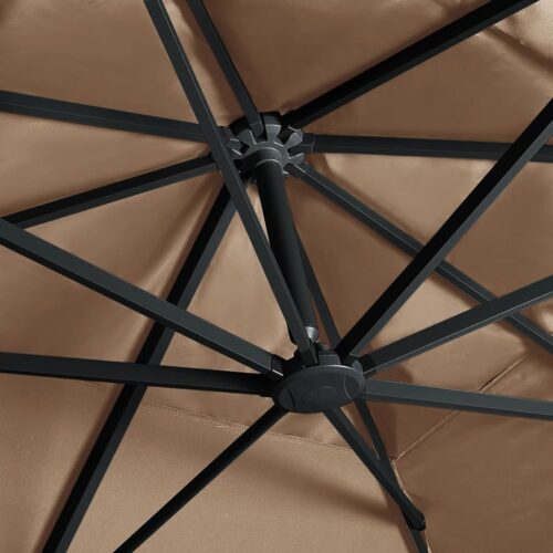 Garden Umbrella Outdoor Patio Beach Cantilever Parasol with LED Lights Aluminium Pole 400x300cm Taupe - Image 6