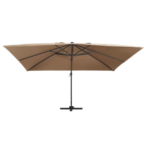 Garden Umbrella Outdoor Patio Beach Cantilever Parasol with LED Lights Aluminium Pole 400x300cm Taupe - Image 10