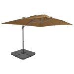 Garden Umbrella Outdoor Patio Beach Cantilever Parasol with Portable Base Taupe