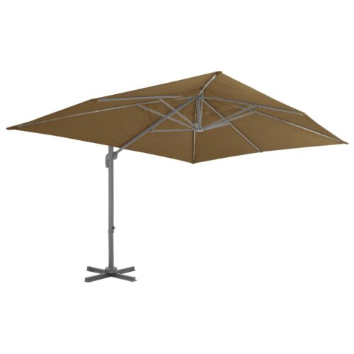 Garden Umbrella Outdoor Patio Beach Cantilever Parasol with Portable Base Taupe - Image 3