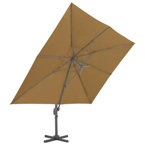 Garden Umbrella Outdoor Patio Beach Cantilever Parasol with Portable Base Taupe - Image 4