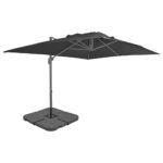 Garden Umbrella Outdoor Patio Beach Cantilever Parasol with Portable Base Anthracite