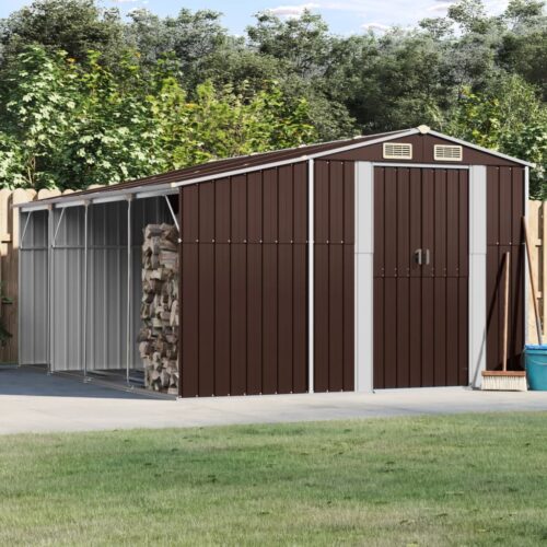 Garden Shed Brown 277x365.5x179cm Galvanised Steel - Image 2