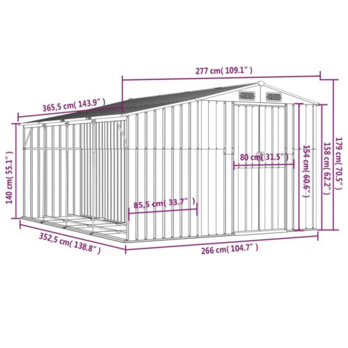 Garden Shed Brown 277x365.5x179cm Galvanised Steel - Image 12