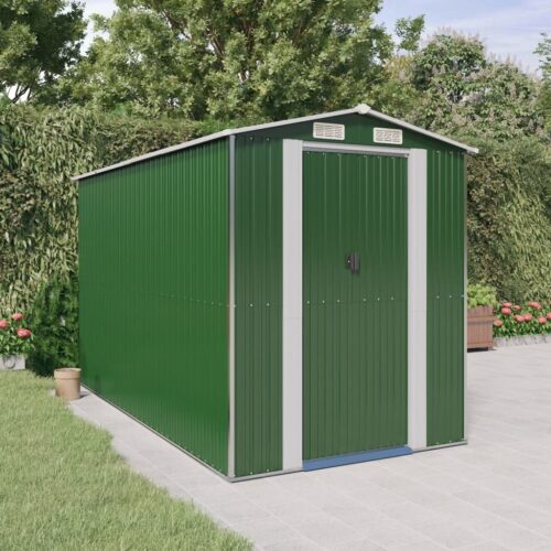 Garden Shed Green 192x357x223cm Galvanised Steel - Image 2