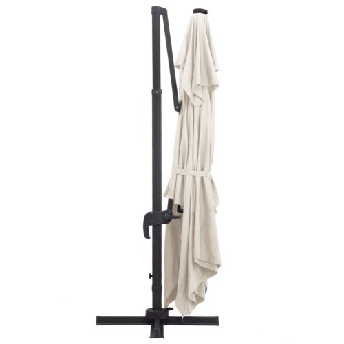 Garden Umbrella Outdoor Patio Beach Cantilever Parasol with LED Lights Aluminium Pole 400x300cm Sand - Image 5