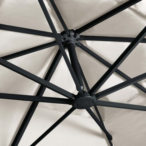 Garden Umbrella Outdoor Patio Beach Cantilever Parasol with LED Lights Aluminium Pole 400x300cm Sand - Image 6