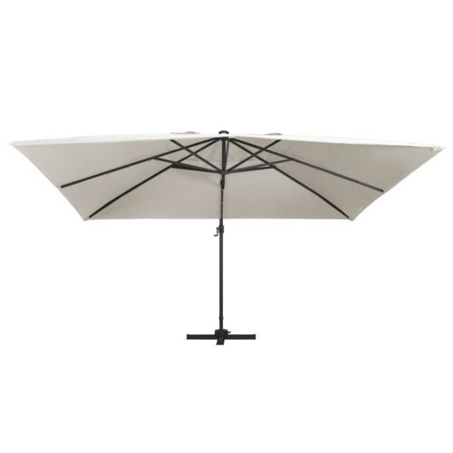 Garden Umbrella Outdoor Patio Beach Cantilever Parasol with LED Lights Aluminium Pole 400x300cm Sand - Image 10