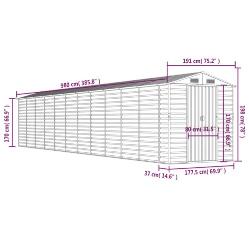 Garden Shed Light Brown 191x980x198cm Galvanised Steel - Image 12