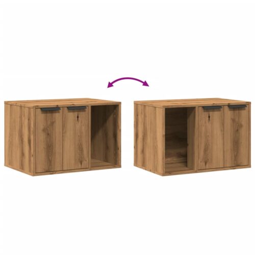 Cat Litter Box Enclosure Artisian Oak 60x40x40cm Engineered Wood - Image 8