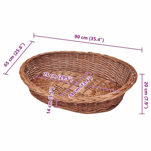 Willow Dog Basket/Pet Bed Natural 90cm - Image 6