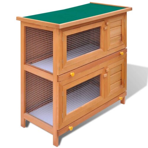 Outdoor Rabbit Hutch Small Pet Cage 4 Door Wood - Image 2