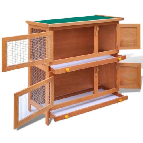 Outdoor Rabbit Hutch Small Pet Cage 4 Door Wood - Image 3