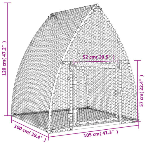 Rabbit Hutch Silver 100x105x120cm Galvanised Steel - Image 11