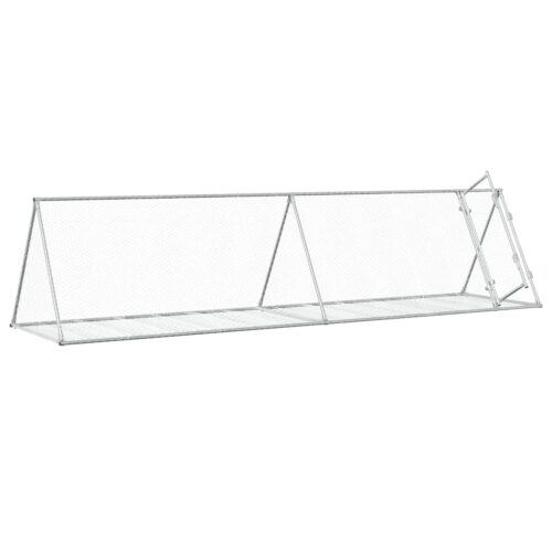 Rabbit Hutch Silver Galvanised Steel Chicken Coops Cage Hen House 400x105x91cm - Image 3