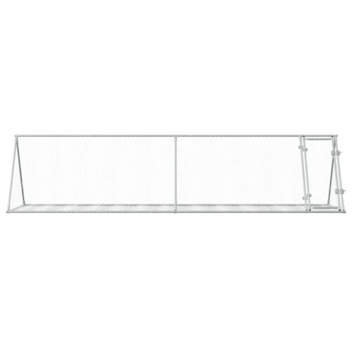 Rabbit Hutch Silver Galvanised Steel Chicken Coops Cage Hen House 400x105x91cm - Image 4