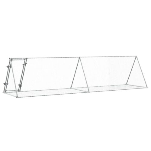 Rabbit Hutch Silver Galvanised Steel Chicken Coops Cage Hen House 400x105x91cm - Image 6